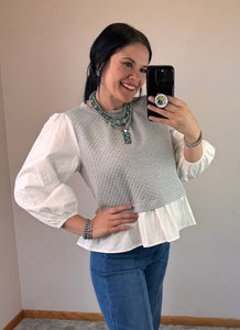 Mixed Peasant Top **2 COLORS**