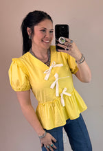 Load image into Gallery viewer, Yellow Peplum Top
