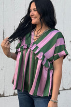 Load image into Gallery viewer, Green And Lavender Striped Top
