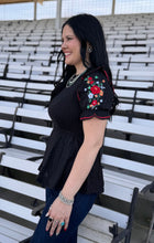 Load image into Gallery viewer, Black Smocked Top
