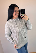 Load image into Gallery viewer, Heather Grey Cable Knit Hoodie
