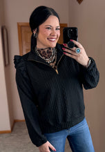 Load image into Gallery viewer, Black Cableknit 1/4 Zip
