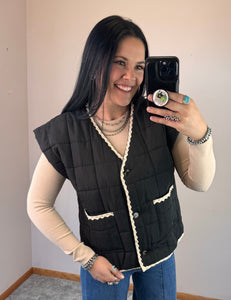 Black Quilted Vest