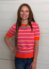Load image into Gallery viewer, Multi Short Sleeve Striped Sweater Top **3 COLORS**
