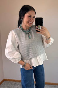 Mixed Peasant Top **2 COLORS**