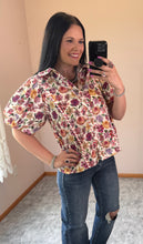 Load image into Gallery viewer, Floral Puff Sleeve Button Down Top **2 COLORS**
