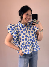 Load image into Gallery viewer, Polka Dot Peplum Top **2 COLORS**
