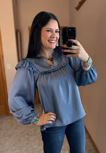 Load image into Gallery viewer, Satin Ruffle Top **2 COLORS**

