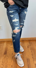 Load image into Gallery viewer, Dark Wash Distressed Mom Fit KanCan Jeans
