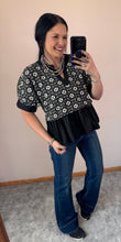 Load image into Gallery viewer, Floral Jacquard Peplum Top **3 COLORS** - PLUS
