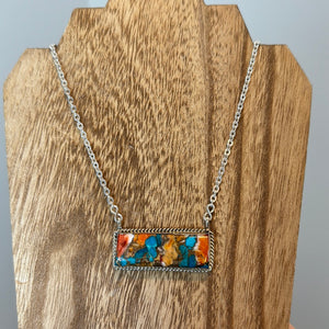 Spiny Turquoise Bar Necklace