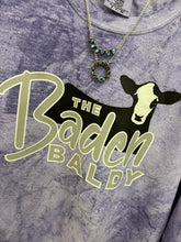 Load image into Gallery viewer, Purple Colorblast TBB Grey Baldy Logo Crewneck Small-XL

