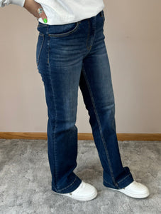 High Rise Trouser Hem Straight Leg Risen Jeans