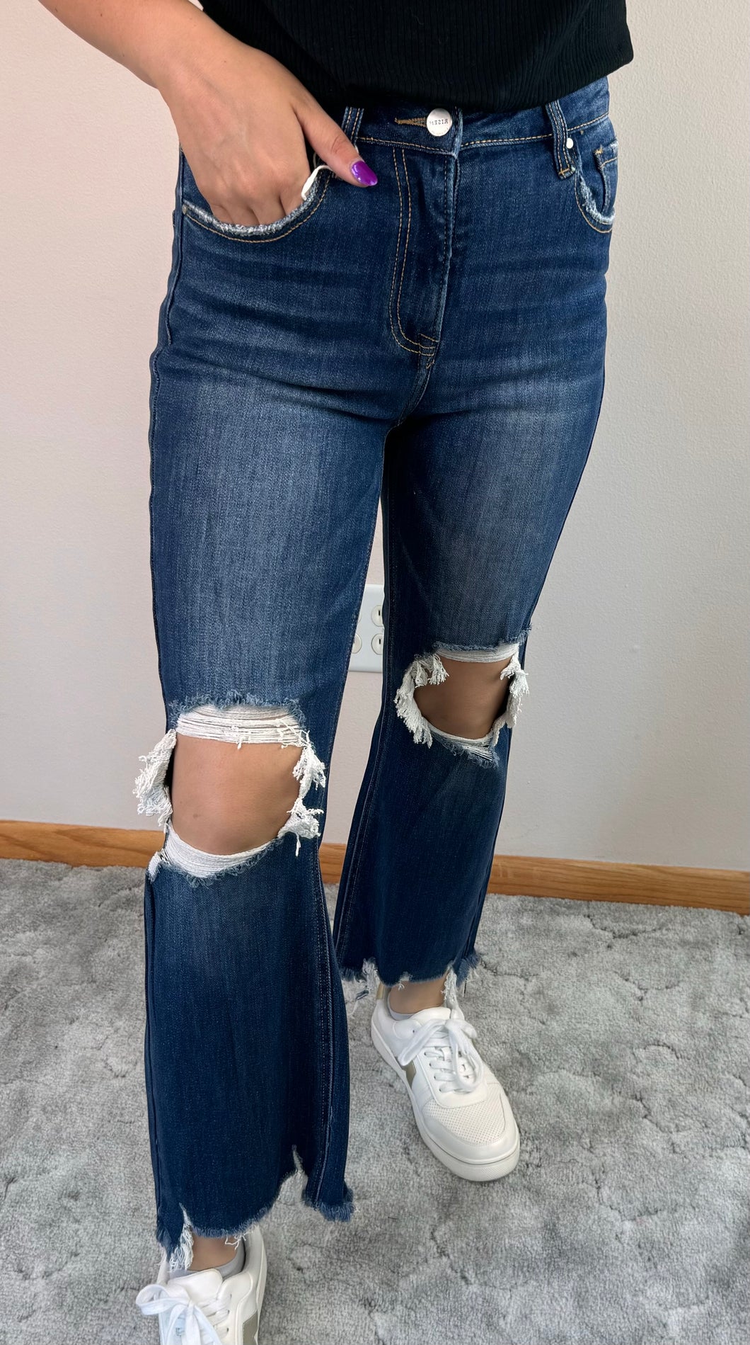 Straight Leg Cropped Risen Jeans - PLUS