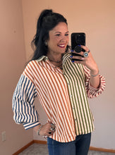 Load image into Gallery viewer, Colorblock Striped Button Down **2 COLORS** - PLUS
