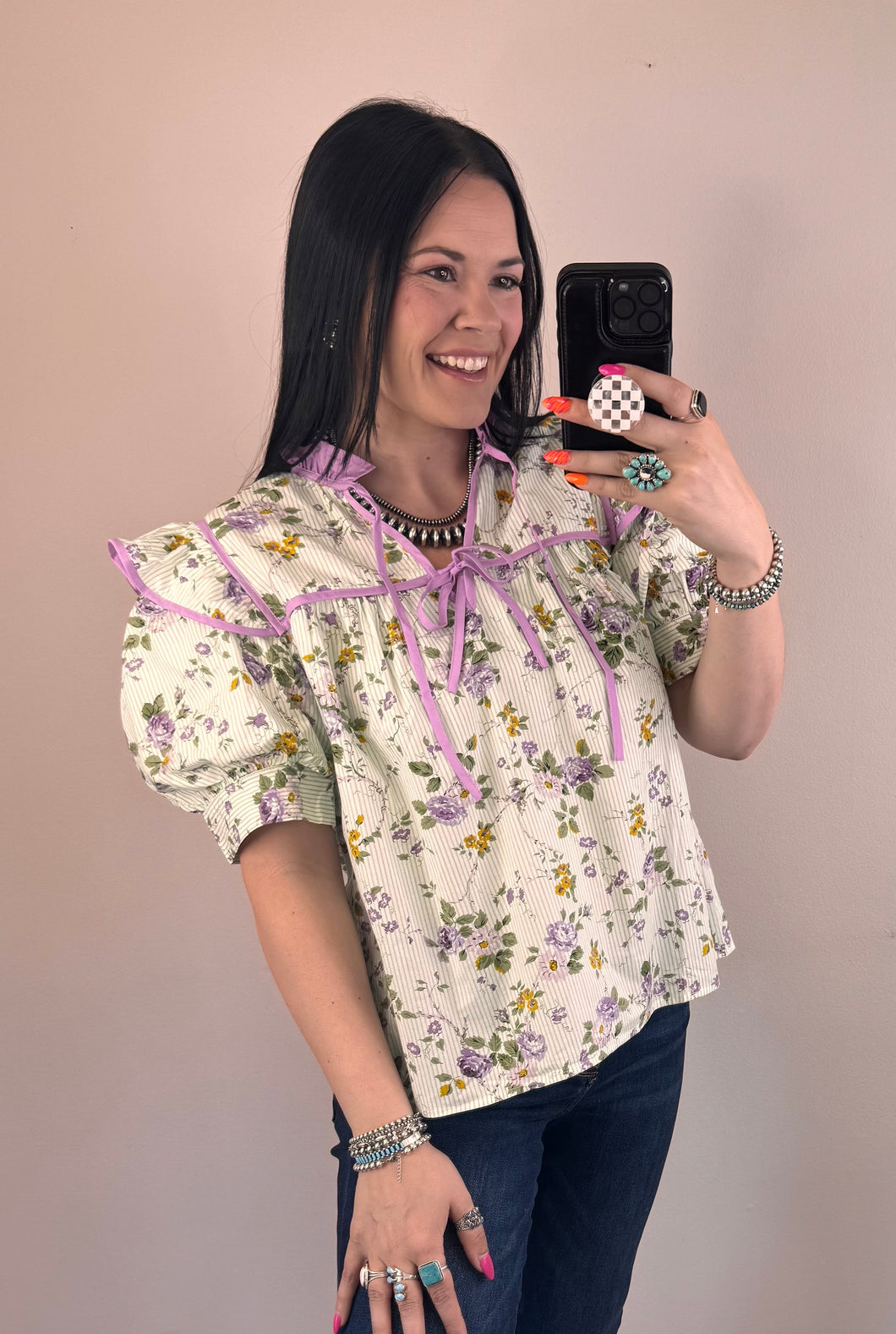 Lime Floral Top