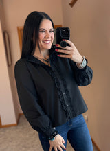 Load image into Gallery viewer, Black Eyelet Accent Top
