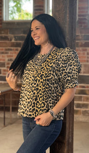 Leopard Puff Sleeve Top **2 COLORS**