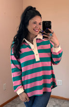 Load image into Gallery viewer, Pink And Jade Striped Top
