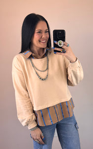 Taupe Mixed Top