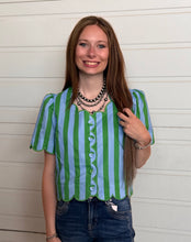 Load image into Gallery viewer, Striped Button Detail Top **2 COLORS**
