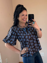 Load image into Gallery viewer, Brown Floral Peplum Top - PLUS
