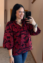 Load image into Gallery viewer, Floral Embroidered Puff Sleeve Top **2 COLORS**
