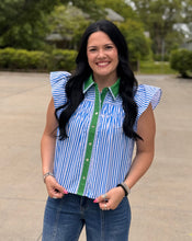 Load image into Gallery viewer, Collared Flutter Sleeve Top **2 COLORS**

