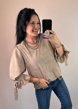 Load image into Gallery viewer, Taupe Tie Detail Sleeve Top - PLUS
