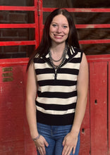 Load image into Gallery viewer, Black And White Stripe Knit Top
