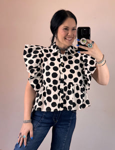 Polka Dot Peplum Top **2 COLORS**