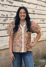 Load image into Gallery viewer, Camel Floral Top
