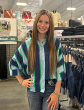 Load image into Gallery viewer, 3/4 Sleeve Stripe Collared Top **2 COLORS** - PLUS
