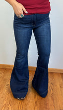 Load image into Gallery viewer, Dark Wash High Rise Trouser Hem Super Flare KanCan Jeans
