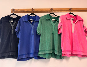 Mixed Collared Top **4 COLORS**