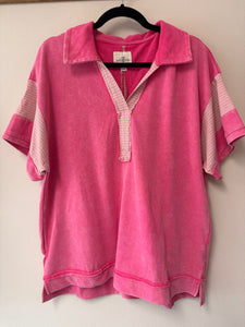 Mixed Collared Top **4 COLORS**