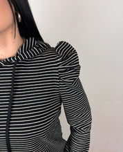 Load image into Gallery viewer, Striped Puff Sleeve Hoodie
