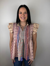 Load image into Gallery viewer, Mixed Print Smocked Top **2 COLORS**
