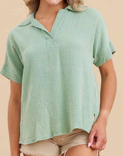 Load image into Gallery viewer, Gauze Collared Top **2 COLORS**
