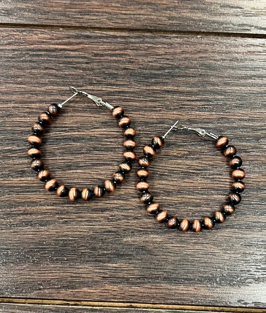 6mm Copper Navajo Pearl Hoop Earrings