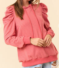 Load image into Gallery viewer, Striped Puff Sleeve Hoodie
