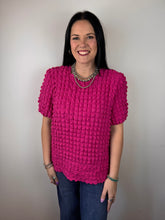 Load image into Gallery viewer, Fuchsia Checkered Textured Top
