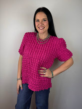 Load image into Gallery viewer, Fuchsia Checkered Textured Top
