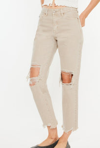 Taupe Mom Fit KanCan jeans.