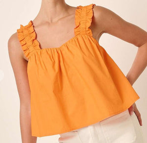 Ruffle Strap Crop Tank Top **3 COLORS**