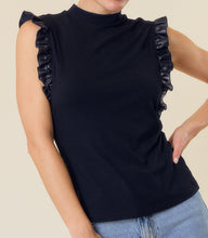 Load image into Gallery viewer, Mock Neck Pleather Sleeve Top **2 COLORS**
