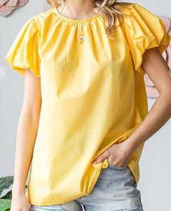 Solid Short Puff Sleeve Top **4 COLORS** - PLUS