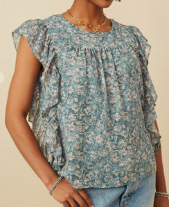 Teal Paisley Top