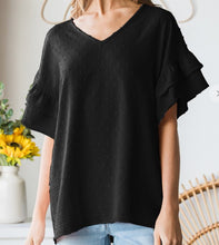 Load image into Gallery viewer, Swiss Dot Double Ruffle Sleeve Top **3 COLORS**
