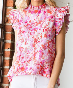 Pink Abstract Top - PLUS